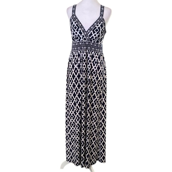 INC International Concepts Navy and White Patterned Sleeveless Maxi Dress size M - Picture 1 of 8